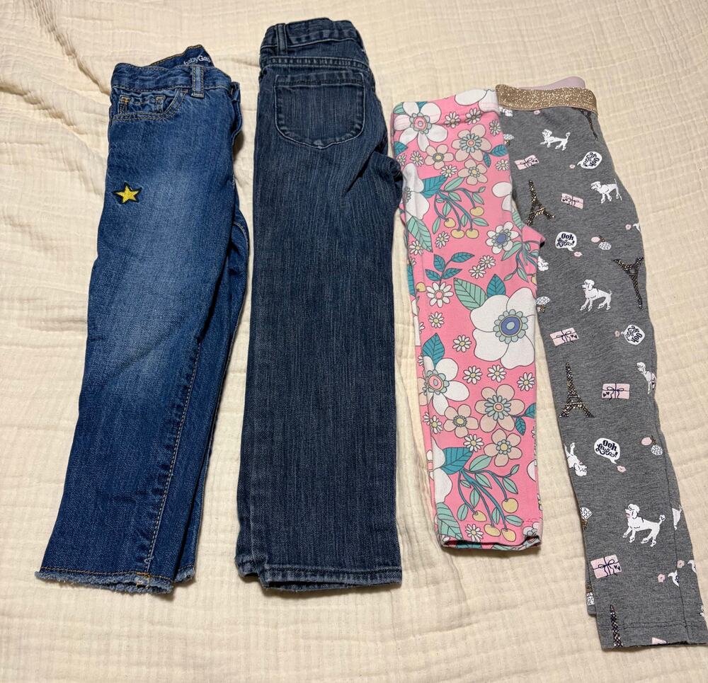 Girls 4T 5 Pants Lot 4 BabyGap Jeans Carters Floral Paris Leggings